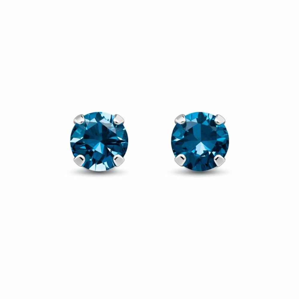 14k Gold Aqua CZ Stud Earrings